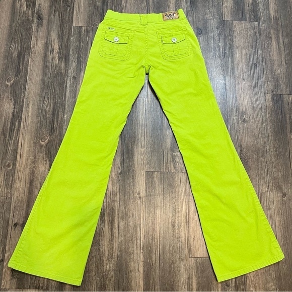 Women’s Bright Green Relax Fit Bell Bottoms Pants With Back Pockets Size EUR 42 - Picture 7 of 12